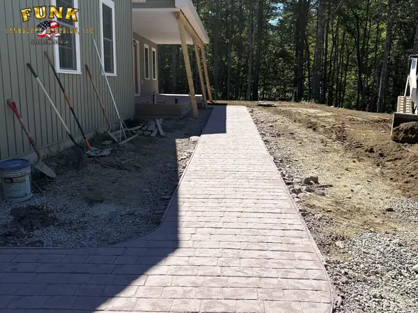 Finished retaining wall seen from the deck above
